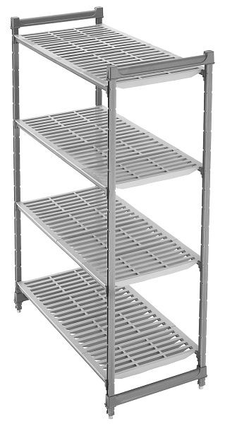Cambro Camshelving® Basics Plus geschlitzte Grundeinheit, 190 kg pro Fachboden, 4 Fachböden, 54 x 76,5 x 214 cm, CBU213084V4580