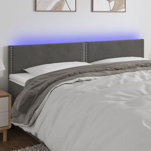 vidaXL LED Kopfteil Dunkelgrau 160x5x78/88 cm Samt, 3121527