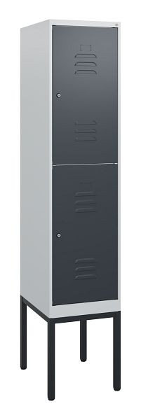 C+P Doppelstöckiger Spind Classic PLUS, Gestell, 1950x400x500mm, 7035/7016, Zylinderschlösser, 0803305-12 S10038