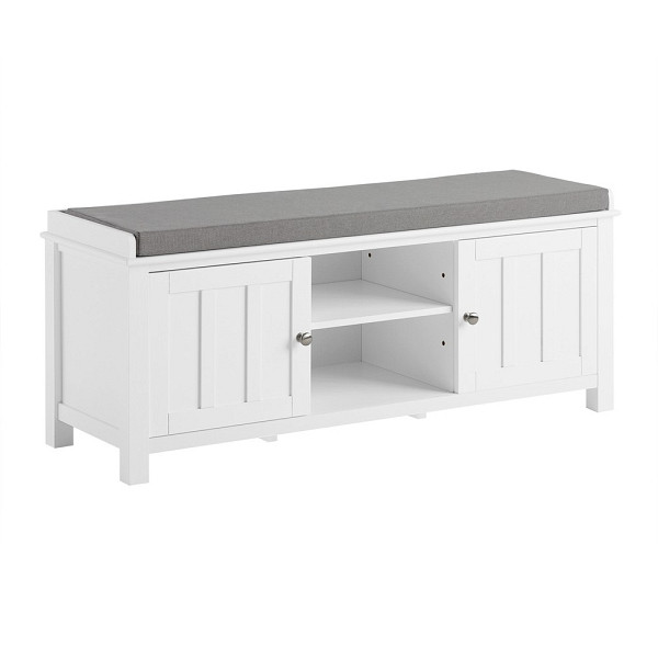SoBuy Schuhbank mit einer Schublade Weiß 105x35x43 cm, Modern, FSR35-W