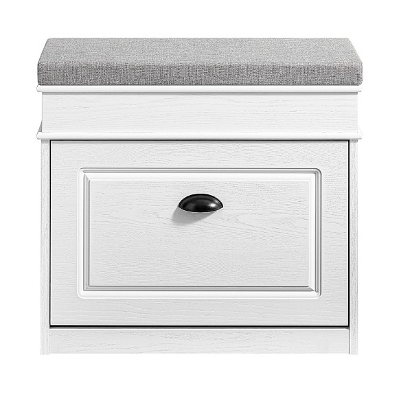 SoBuy Schuhbank mit einer Schublade Weiß 61x24x51cm, Funktional, FSR82-K-WG