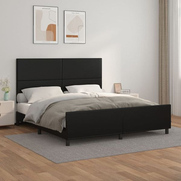 vidaXL Bettgestell mit Kopfteil Schwarz 180x200 cm Kunstleder, 3125463