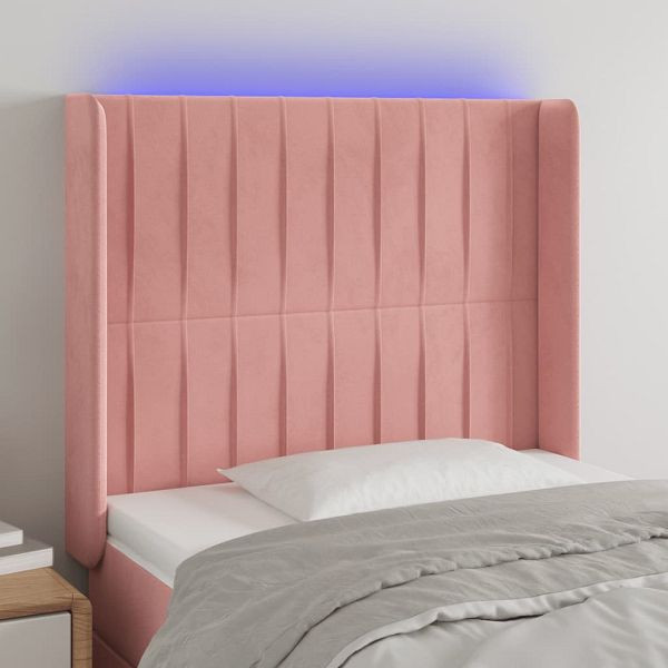 vidaXL LED Kopfteil Rosa 83x16x118/128 cm Samt, 3124321