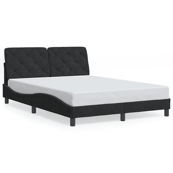 vidaXL Bettgestell mit LED-Leuchten Schwarz 120x200 cm Samt, 3213845
