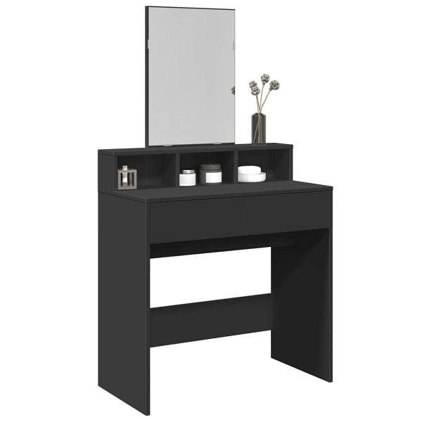 vidaXL Schminktisch mit Spiegel Schwarz 80x41x144,5 cm, 848172
