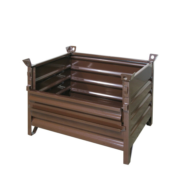 Eichinger Industrie Vollwand-Stapelpalette, 1 Längsseite klappbar, 2000 kg, LxBxH 1200x1000x750 mm, schokoladenbraun, 13161100000000