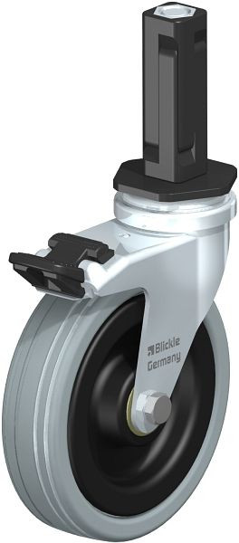 Blickle LRA-VPA 100K-FI-EV02 Apparate-Lenkrolle mit Expander & Feststeller, Vollgummi, Grau, 856336