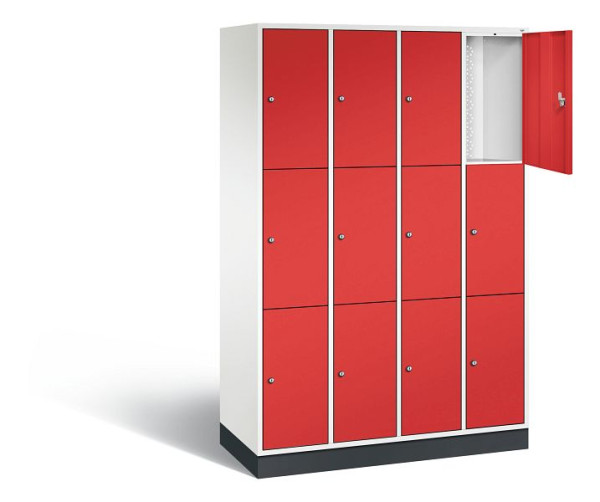 C+P Schließfachschrank Intro, H1950xB1220xT490mm, Farbe: Verkehrsweiß / feuerrot, 8370-401 S10076