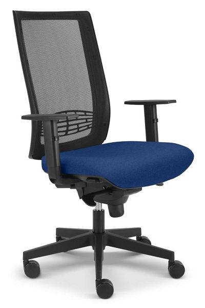 Deskin XXL-Bürostuhl DELTA 1000 NET, Fußkreuz Polyamid schwarz, Bezug Stoff BN, Farbe blau, 361514