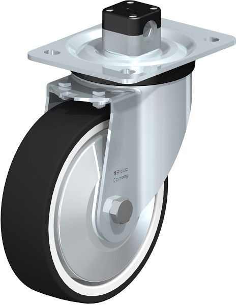 Blickle L-POTH 160G-CS11-FA Stahlblech-Lenkrolle, mittelschwere Ausführung, mit Anschraubplatte & Zentralfeststeller, Thermoplastisches Polyurethan, 852290