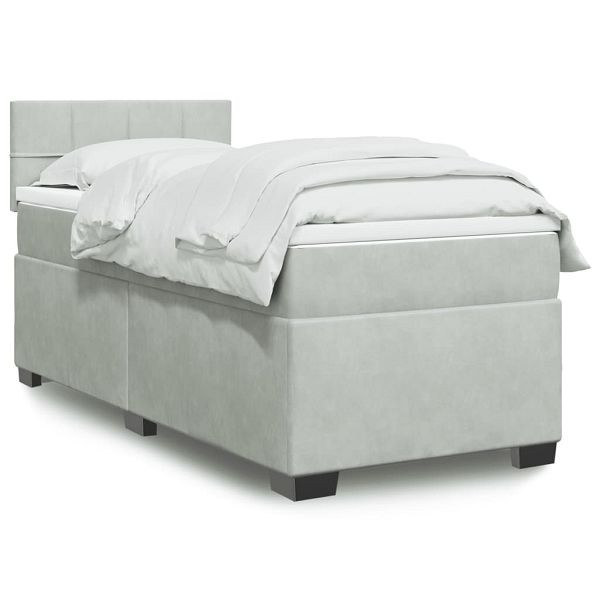 vidaXL Boxspringbett mit Matratze Hellgrau 80x200 cm Samt, 3288462