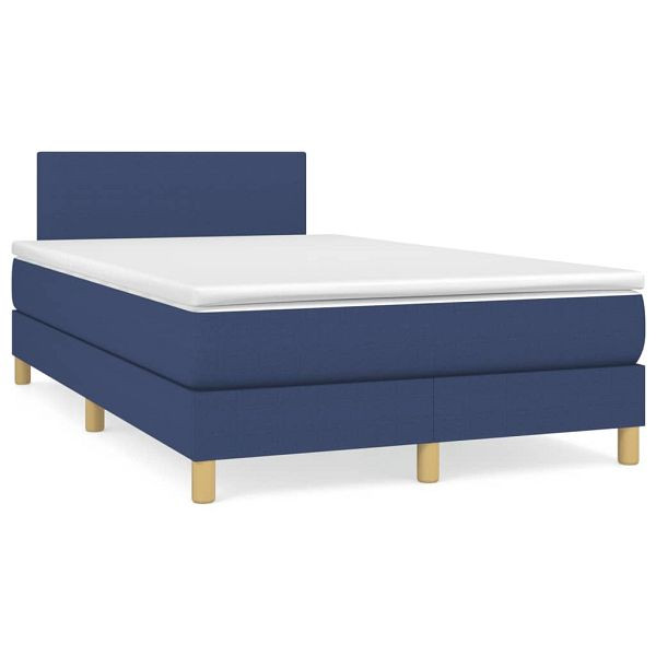 vidaXL Boxspringbett mit Matratze & LED Blau 120x190 cm Stoff, 3270080