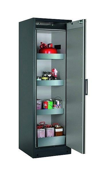 asecos Sicherheitsschrank Q-CLASSIC-90, Q90.195.060.R in lichtgrau RAL 7035 mit 3x Wannenboden Standard (Edelstahl), 30073-041-33416