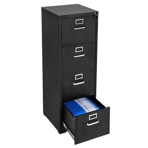 VEVOR Aktenschrank, 4 Schubladen, Schloss, Metall, abnehmbare Hängestange, A4, Homeoffice, schwarz, LSJSWJJJS4CH88BO2001V0