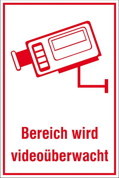 SafetyMarking Video Infozeichen, Bereich wird videoüberwacht, BxH 20x30 cm, Aluminium, 51.G5025