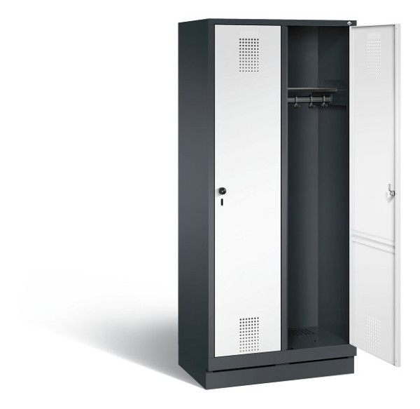 C+P Garderobenschrank Evolo, H1800xB810xT500mm, Farbe: Schwarzgrau / Verkehrsweiß, 48020-22 S10708