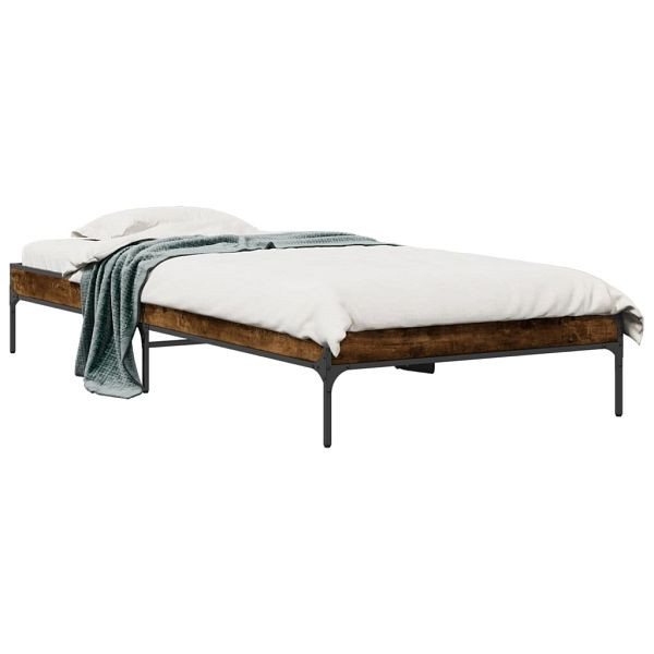 vidaXL Bettgestell Räuchereiche 90x190 cm Holzwerkstoff und Metall, 845053