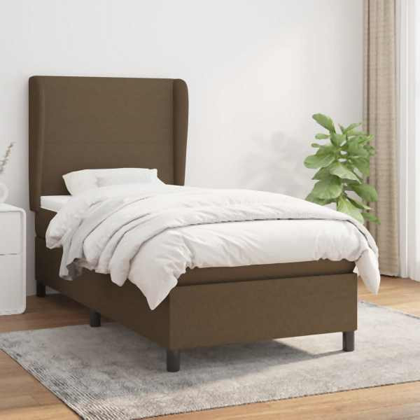 vidaXL Boxspringbett mit Matratze Dunkelbraun 100x200 cm Stoff, 3127784