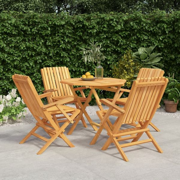 vidaXL 5-teilig Garten-Essgruppe Massivholz Teak, 3155028