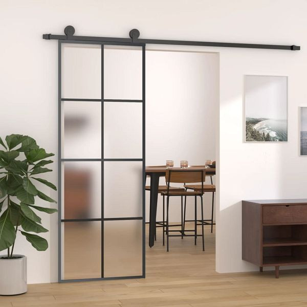 vidaXL Schiebetür mit Beschlag 76x205 cm ESG-Glas & Aluminium, 3152139
