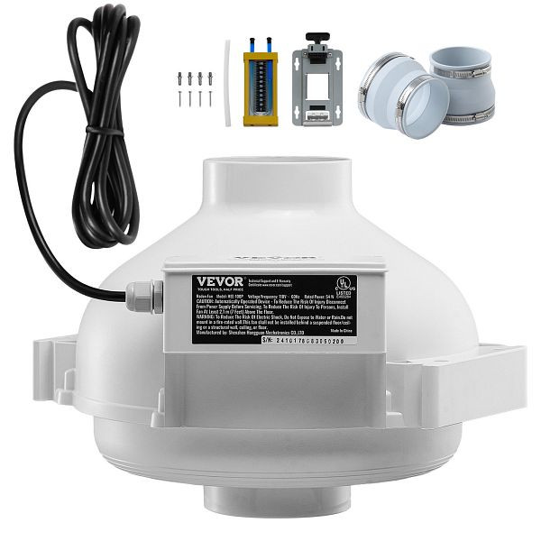 VEVOR 98-114mm Radonminderungs-Lüftersystem-Kit 260CFM Inline-Kanalventilator, DFSTJ4INCH26M7KEAV2
