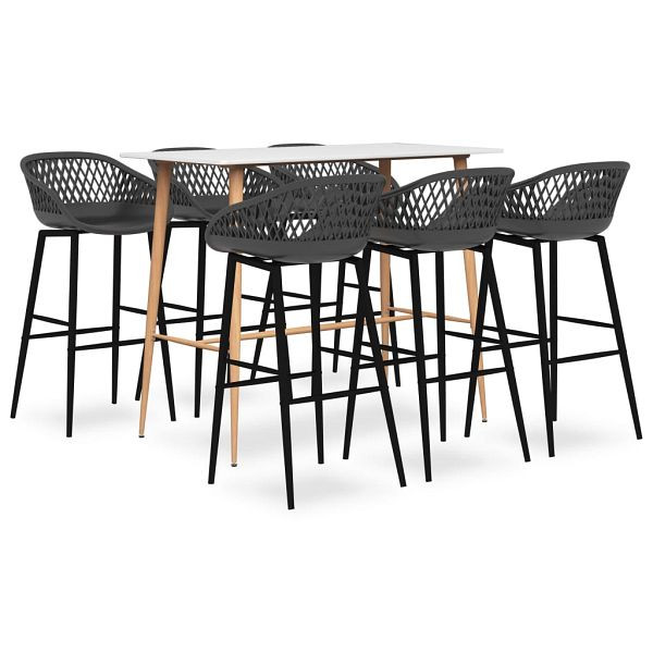 vidaXL 7-teilig Bar-Set Weiß und Grau, 3057447, 8720286172902