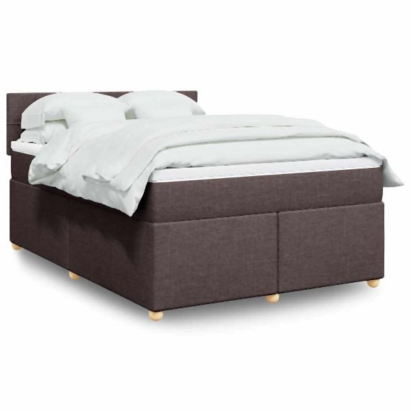 vidaXL Boxspringbett mit Matratze Dunkelbraun 140x190 cm Stoff, 3286678