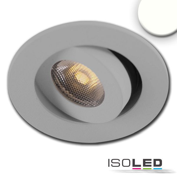 ISOLED LED Einbauleuchte MiniAMP alu gebürstet, 3W, 24V DC, neutralweiß, dimmbar, 114474
