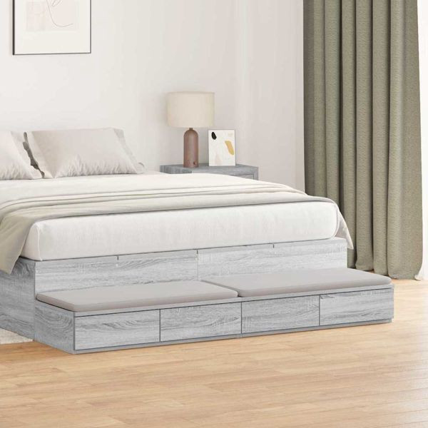 vidaXL Bettschubladen Grau Sonoma 150 x 36.5 x 16.5 cm Holzwerkstoff, 866960
