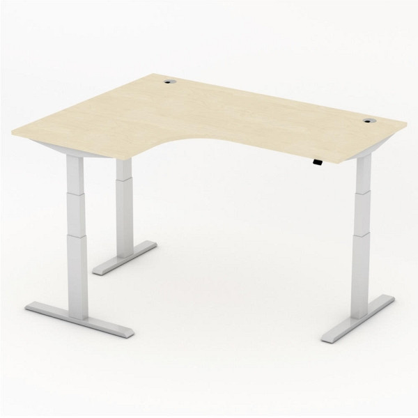 Deskin Sitz-/ Stehtisch Jumboform Comfort MULTI M, Ahorndekor, B 1800 x T 1400 x H 640-1300 mm, Freiform linksseitig, 285825