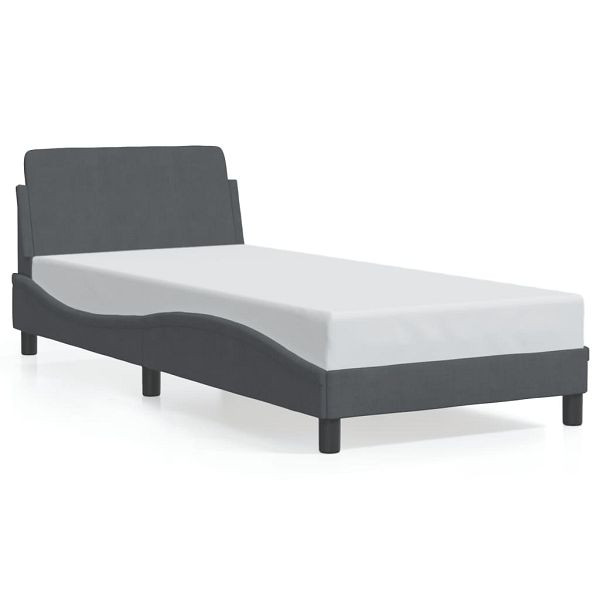 vidaXL Bettgestell mit Kopfteil Dunkelgrau 90x200 cm Samt, 373113