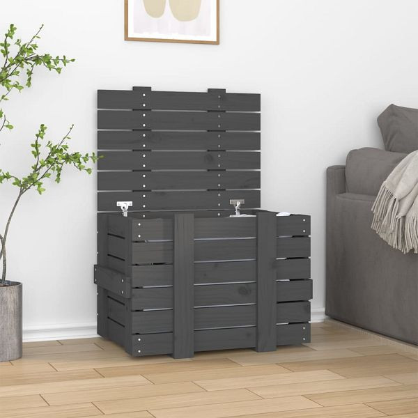 vidaXL Truhe Grau 58x40,5x42 cm Massivholz Kiefer, 824995