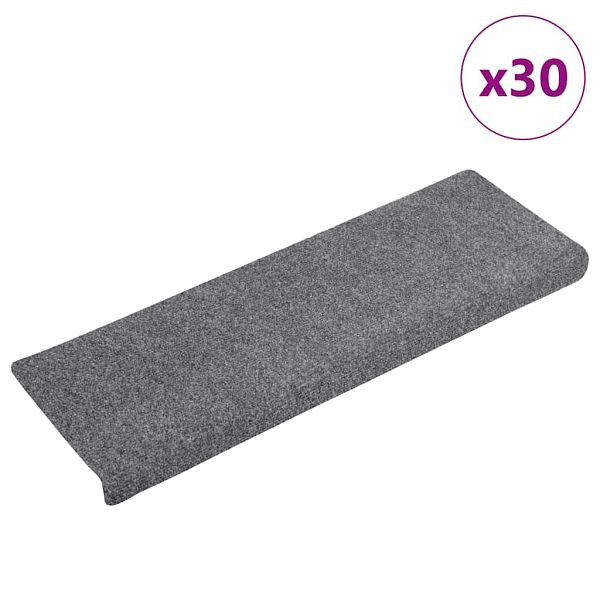 vidaXL Stufenmatten Selbstklebend 30 Stk. Hellgrau 65x21x4 cm, 3365694