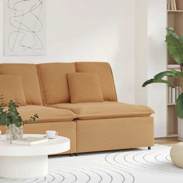 vidaXL Modulares Sofa Mittelmodul mit Kissen Beige 100 cm, 4104446