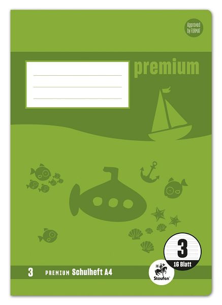 Staufen Heft PREMIUM LIN 3 - A4, 16 Blatt, 90 g/qm, DoppelPREMIUM LIN ien, 734010333