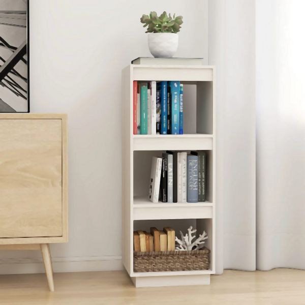 vidaXL Bücherregal/Raumteiler Weiß 40x35x103 cm Massivholz Kiefer, 810845