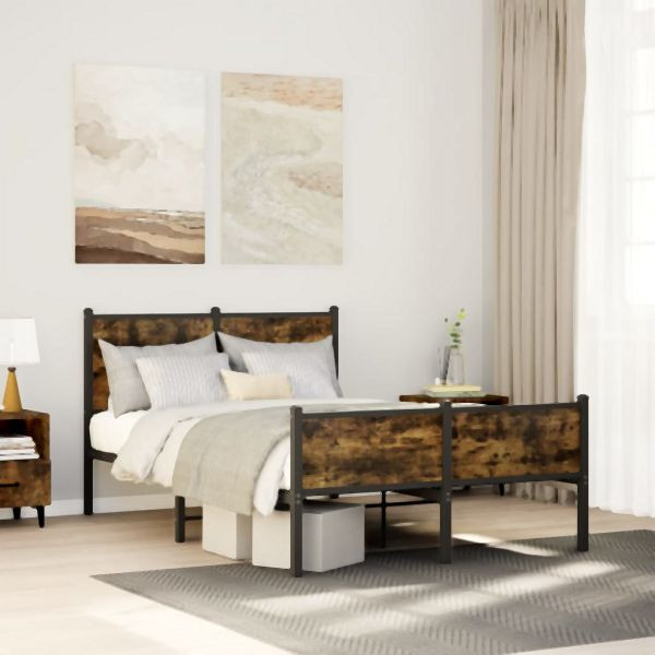 vidaXL Metallbett ohne Matratze Räuchereiche 120x200 cm, 4007848