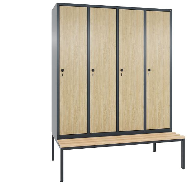 C+P Spind Evolo, 4 Abteile, H2090xB1590xT815 mm, Anthrazit/MDF Eiche, 48050-42 S10565