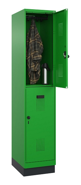 C+P Doppelstöckiger Spind Evolo PLUS, mit Sockel, 2 Fächer, 1950x400x500mm, 6037, Drehriegel, 049320-12 S10026