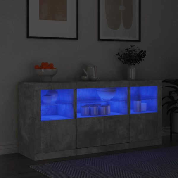 vidaXL Sideboard mit LED-Leuchten Betongrau 142,5x37x67 cm, 3209068