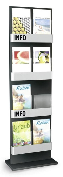 Deskin Prospektständer DUBAI, Anthrazit, 500 x 300 x 1770 mm, 272496