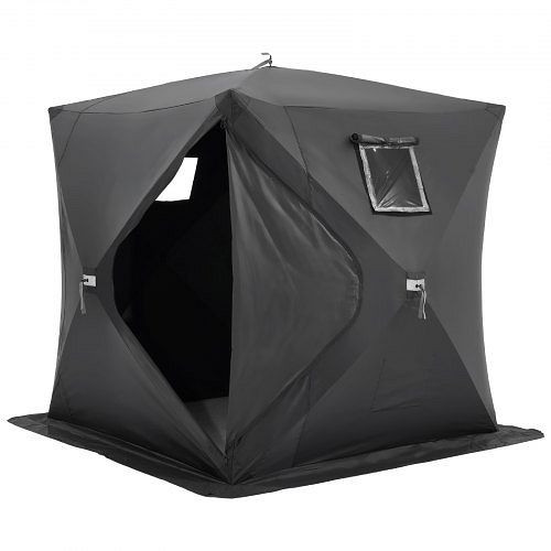 VEVOR Tragbares Eisangelzelt für 3–4 Personen, thermisch, Pop-Up-Zelt mit Ankern, Seilen, Tasche, 2,3 x 2,3 x 2 m, Schwarz, BDBHS909080IMA1NNV0