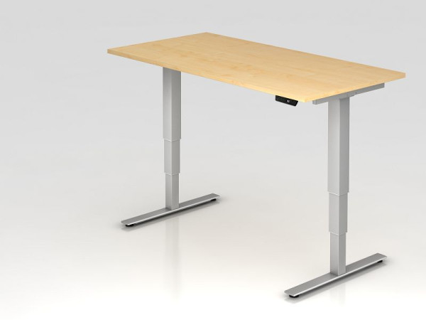 Hammerbacher Sitz-Steh-Schreibtisch elektrisch 160x80cm Ahorn, Arbeitshöhe 63,5 -128,5 cm, VXDSM16/3/S