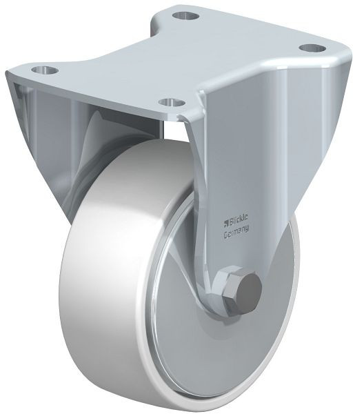 Blickle BH-PO 127R-FA Stahlblech-Bockrolle, Schwerlast-Ausführung, mit Anschraubplatte, Polyamid, Weiß, 852755