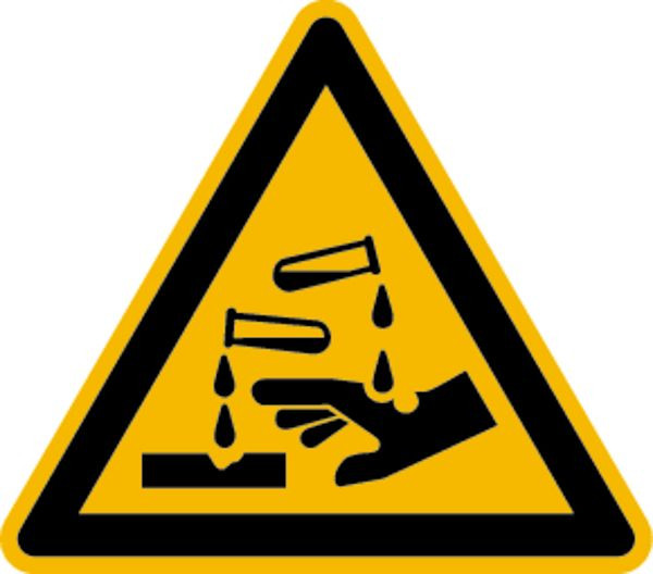 Schilder Klar Warnzeichen Warnung vor ätzenden Stoffen DIN EN ISO 7010-W023, 200 mm Folie selbstklebend, 1503/62