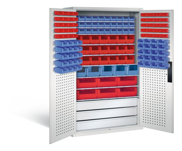 C+P Magazinschrank Serie 13, H1950xB1100xT535mm, Farbe: Lichtgrau, Muldengriff, 130276-64 S10036