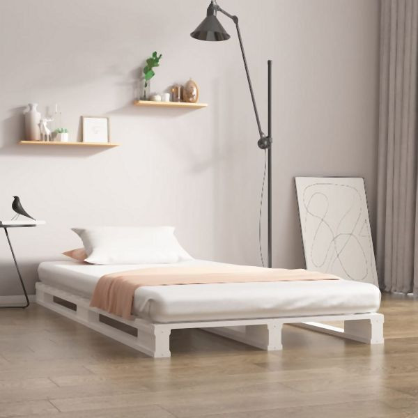 vidaXL Palettenbett Weiß 90x200 cm Massivholz Kiefer, 821378