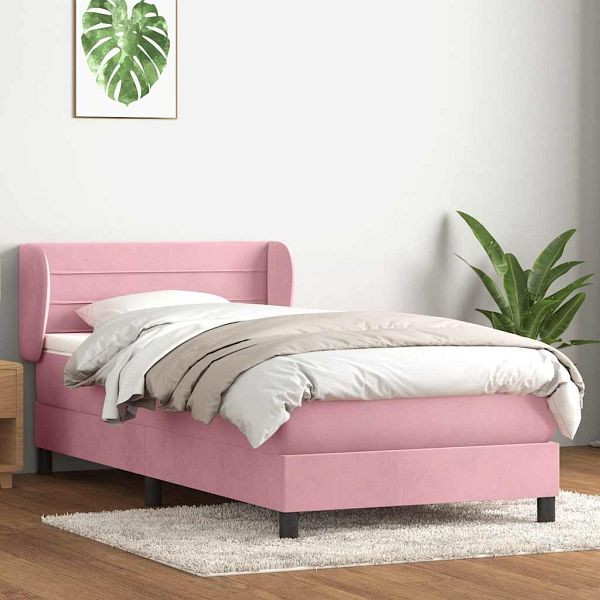 vidaXL Boxspringbett mit Matratze Rosa 100x220 cm Samt, 3317648