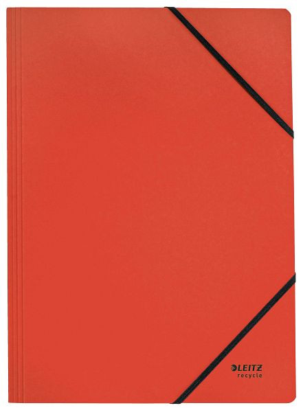 LEITZ 3908 Eckspanner Recycle, A4, 250 Blatt, Gummizug, Karton (RC), klimaneutral, rot, 3908-00-25
