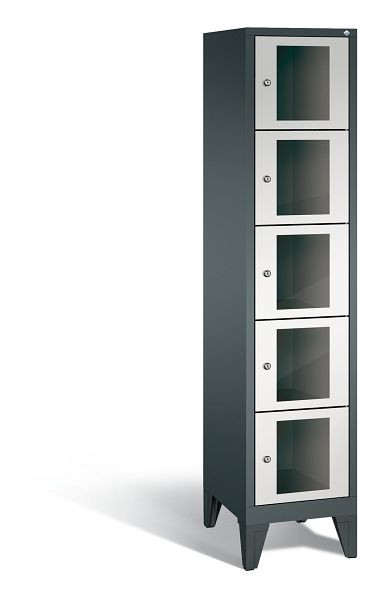 C+P Schließfachschrank Classic, 5 Fächer, H1850xB420xT500 mm, Anthrazit/Grau, 8010A125 S10025